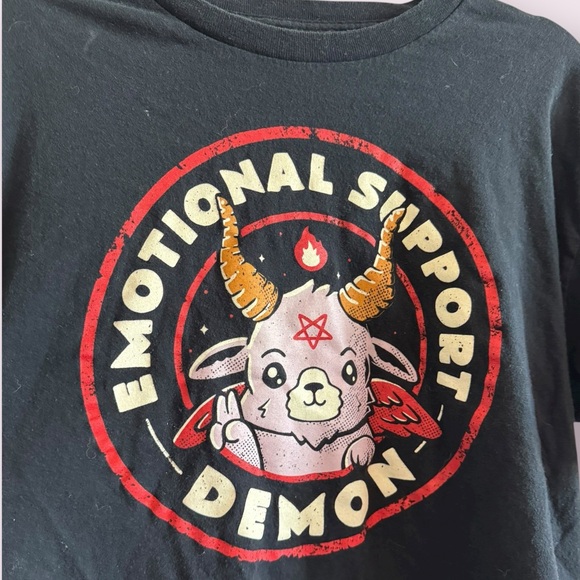 Spencer’s Emotional Support Demon Black Graphic T-Shirt - Size L - Picture 3 of 4